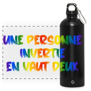 Une personne invertie en vaut deux - Gourde panoramique avec mousqueton 750 ml - noir - Devant