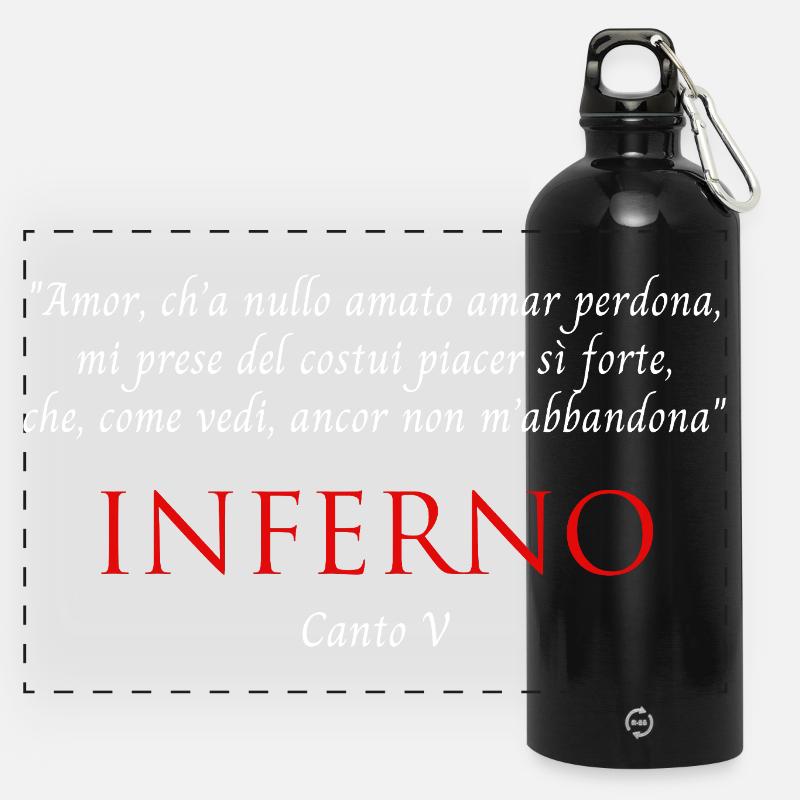 Inferno Canto V Divine Commedy Amor ch'ha nullo - Panoramic Drinks Bottle with Carabiner 750 ml - black