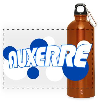 Auxerre Retro Typo Blue - Panoramic Drinks Bottle with Carabiner 750 ml - burnt orange - Front