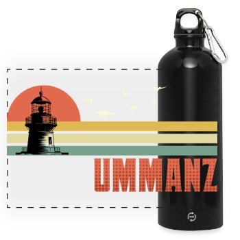 Vacances Mer Baltique Ile UMMANZ Souvenier Drôle - Gourde panoramique avec mousqueton 750 ml - noir - Devant