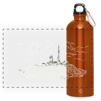 Im Harz zu Hause Berglandschaft Logo - Panorama Trinkflasche mit Karabiner 750 ml - Orange - Vorne