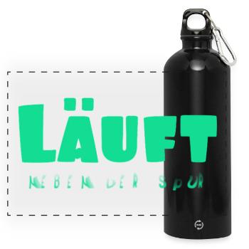 Runs - Panoramic Drinks Bottle with Carabiner 750 ml - black - Front