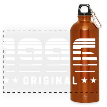 1996 Rétrodesign original | Anniversaire - Gourde panoramique avec mousqueton 750 ml - orange - Devant