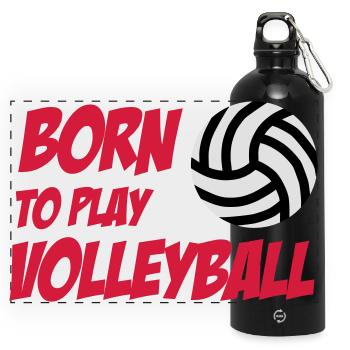 Born to play Volleyball - Panoramic Drinks Bottle with Carabiner 750 ml - black - Front