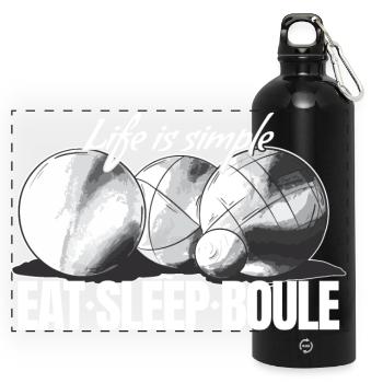 Boules de boules pour joueurs de pétanque - Gourde panoramique avec mousqueton 750 ml - noir - Devant