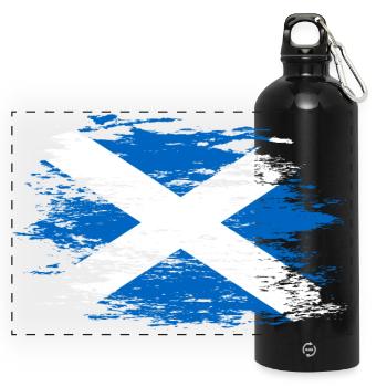 Scotland flag used - Panoramic Drinks Bottle with Carabiner 750 ml - black - Front