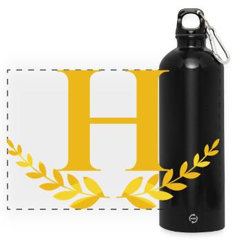 H - Panorama Trinkflasche mit Karabiner 750 ml - Schwarz - Vorne