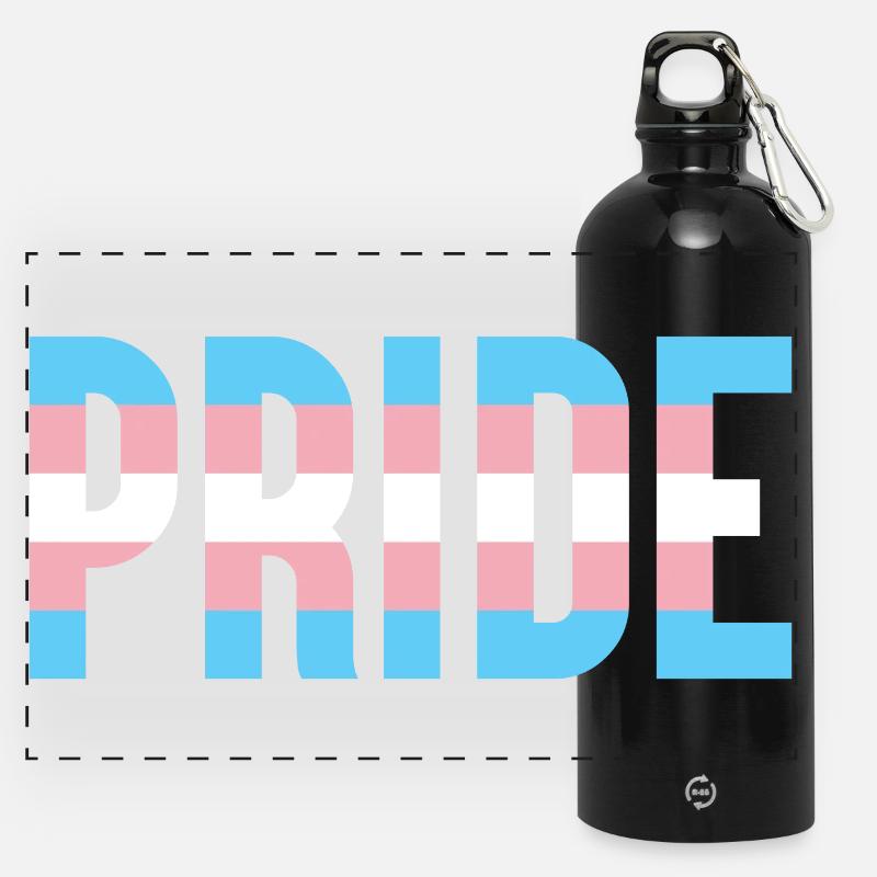 Pride Month LGBT - Trans Pride - Panoramic Drinks Bottle with Carabiner 750 ml - black