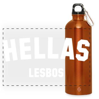 HELLAS LESBOS Griechenland - Panorama Trinkflasche mit Karabiner 750 ml - Orange - Vorne