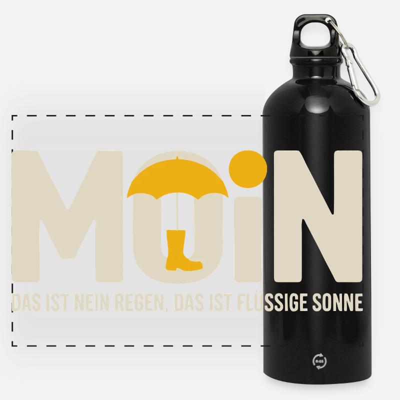 Moonshade Liquid Sun Motif - Panoramic Drinks Bottle with Carabiner 750 ml - black