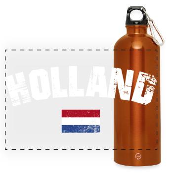 Holland Distressed Typography - Panoramic Drinks Bottle with Carabiner 750 ml - burnt orange - Front