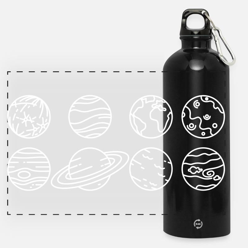 Planètes du système solaire – Espace du système solaire - Gourde panoramique avec mousqueton 750 ml - noir