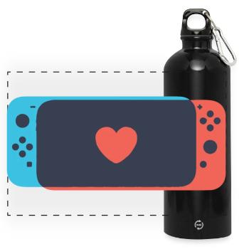 Schalten Sie Liebe - Panorama Trinkflasche mit Karabiner 750 ml - Schwarz - Vorne