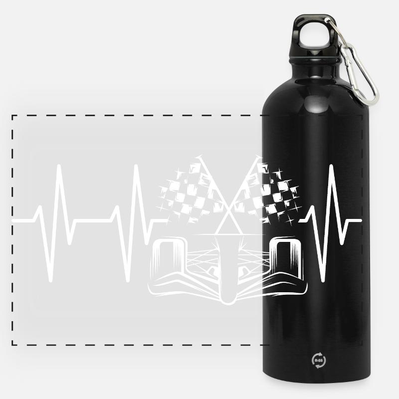 Formula Racing Car Racing Heartbeat Symvol Pulse - Panoramic Drinks Bottle with Carabiner 750 ml - black