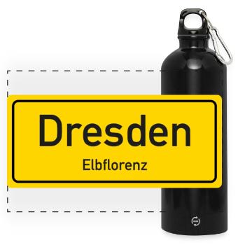 Nom de lieu de Dresde allemagne - Gourde panoramique avec mousqueton 750 ml - noir - Devant