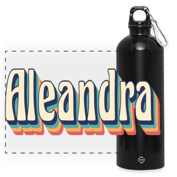 Aleandra t-shirt retro vintage t-shirt gift - Panoramic Drinks Bottle with Carabiner 750 ml - black - Front