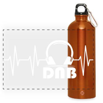 DNB Drum Bass ECG Pulse Heartbeat Earphone Logo - Panoramic Drinks Bottle with Carabiner 750 ml - burnt orange - Front
