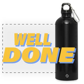 WELL DONE - Panoramic Drinks Bottle with Carabiner 750 ml - black - Front