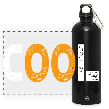 Cool moderne et jeune - Gourde panoramique avec mousqueton 750 ml - noir - Devant