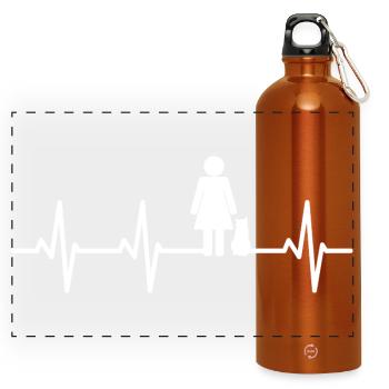 Katzenmama Kardiogramm - Panorama Trinkflasche mit Karabiner 750 ml - Orange - Vorne