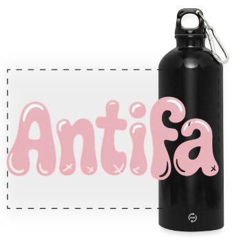 Antifa - Produits dérivés antifascistes - Gourde panoramique avec mousqueton 750 ml - noir - Devant