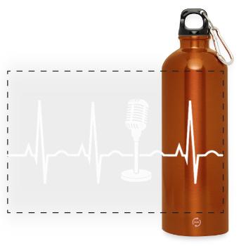 Microphone Heartbeat - Panoramic Drinks Bottle with Carabiner 750 ml - burnt orange - Front