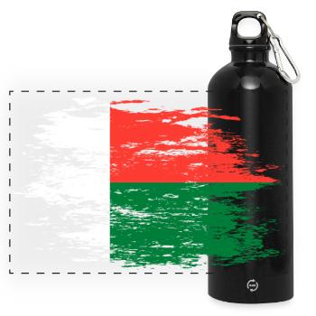 Madagaskar Flagge used - Panorama Trinkflasche mit Karabiner 750 ml - Schwarz - Vorne