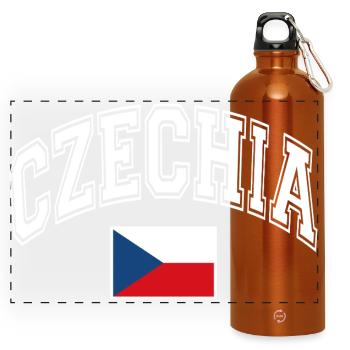Tschechien Flagge - Panorama Trinkflasche mit Karabiner 750 ml - Orange - Vorne