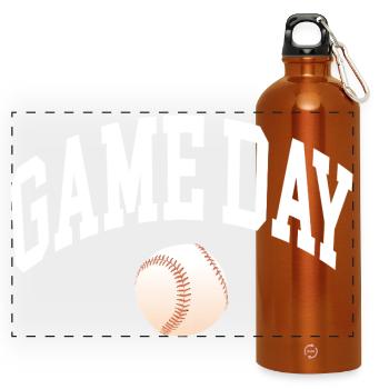 Game Day Baseball Fan - Panoramic Drinks Bottle with Carabiner 750 ml - burnt orange - Front