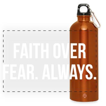 FAITH OVER FEAR. ALWAYS. | Greyline Official - Panoramic Drinks Bottle with Carabiner 750 ml - burnt orange - Front