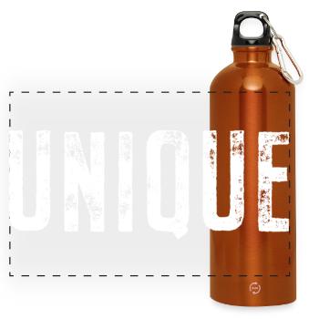 Unique Einzigartig Unikat Selbstwert Einzig Artig - Panorama Trinkflasche mit Karabiner 750 ml - Orange - Vorne