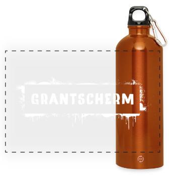 Grantscherm – Viennese dialect saying Grantig - Panoramic Drinks Bottle with Carabiner 750 ml - burnt orange - Front