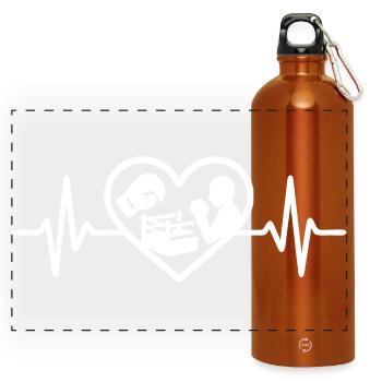 Boxen Herz Handschuh Ring Silhouette - Panorama Trinkflasche mit Karabiner 750 ml - Orange - Vorne