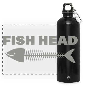 FISH HEAD - Panorama Trinkflasche mit Karabiner 750 ml - Schwarz - Vorne