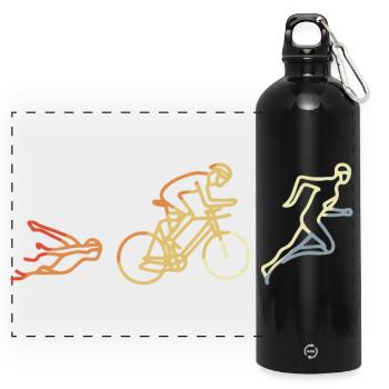 Triathlete Vintage Style - Panoramic Drinks Bottle with Carabiner 750 ml - black - Front
