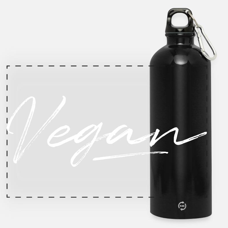 Lettrage végétalien Écriture manuscrite - Gourde panoramique avec mousqueton 750 ml - noir