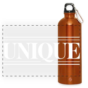 Unique Einzigartig Unikat Selbstwert Einzig Artig - Panorama Trinkflasche mit Karabiner 750 ml - Orange - Vorne