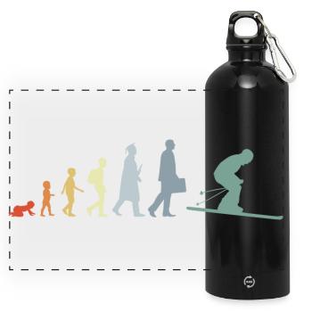 Evolution of skiing - Panoramic Drinks Bottle with Carabiner 750 ml - black - Front