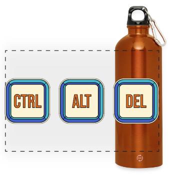 Touches de clavier rétro CTRL ALT DEL - Gourde panoramique avec mousqueton 750 ml - orange - Devant