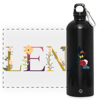 Lena - Gourde panoramique avec mousqueton 750 ml - noir - Devant