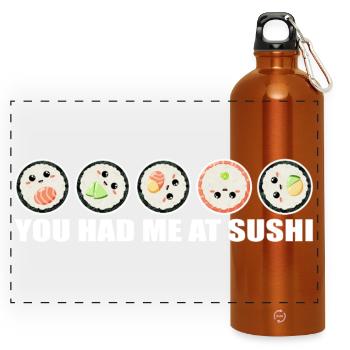 Sushi Rolls Vous m’avez eu chez Sushi Spruch lustig - Gourde panoramique avec mousqueton 750 ml - orange - Devant