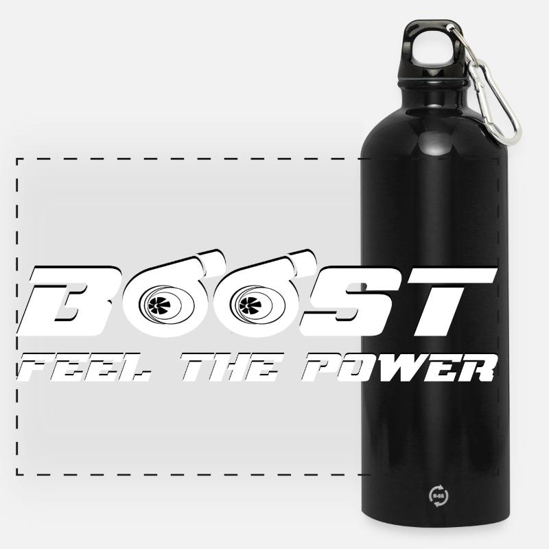 Boost Turbo - Panorama Trinkflasche mit Karabiner 750 ml - Schwarz