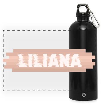 First name Liliana - Panoramic Drinks Bottle with Carabiner 750 ml - black - Front