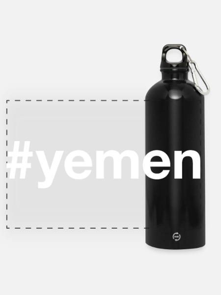 YEMEN Hashtag Jemen - Panorama Trinkflasche mit Karabiner 750 ml - Schwarz