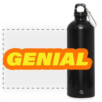 GENIAL - Panorama Trinkflasche mit Karabiner 750 ml - Schwarz - Vorne