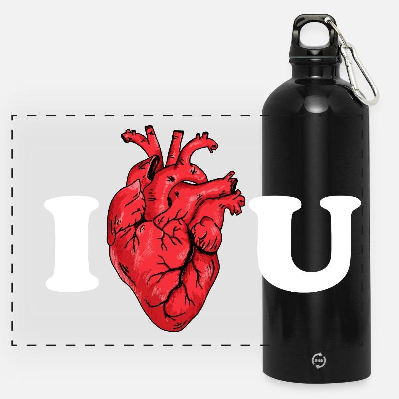 Le véritable amour comme déclaration anatomique - Gourde panoramique avec mousqueton 750 ml - noir