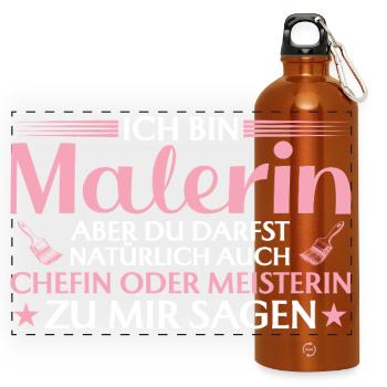 Handwerkerin Chefin oder Meisterin - Malerin - Panorama Trinkflasche mit Karabiner 750 ml - Orange - Vorne