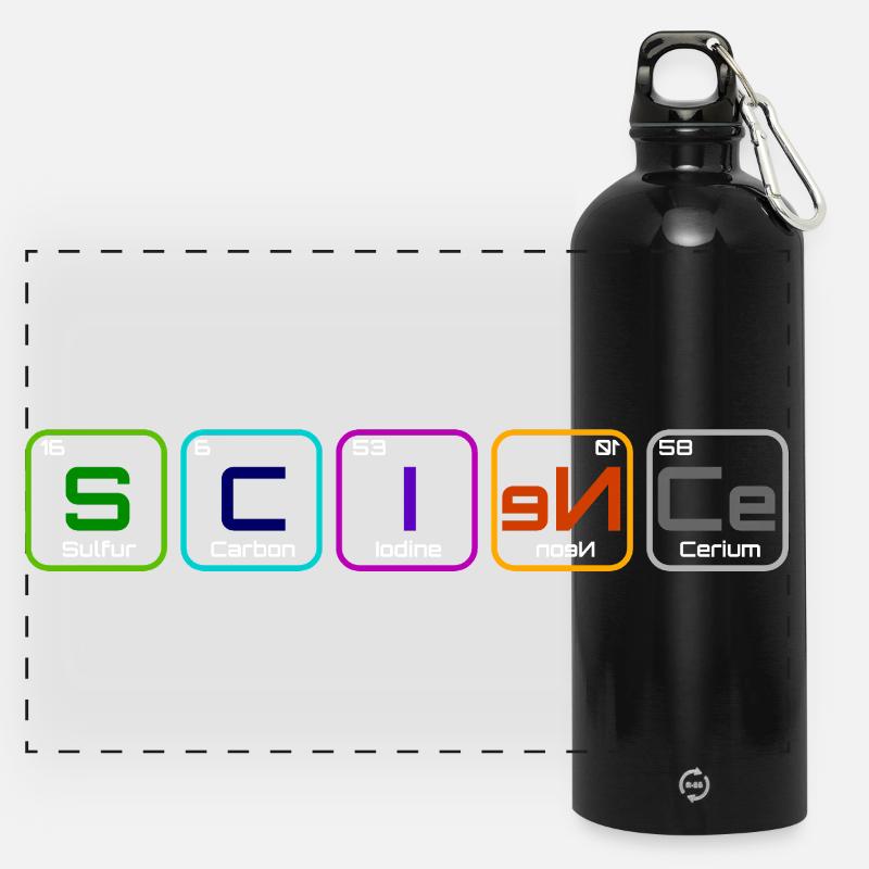 "Science" avec les élements - Gourde panoramique avec mousqueton 750 ml - noir