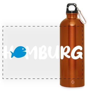 Hambourg Poisson Vecteur Citation Fan Hanséatique Nordique - Gourde panoramique avec mousqueton 750 ml - orange - Devant