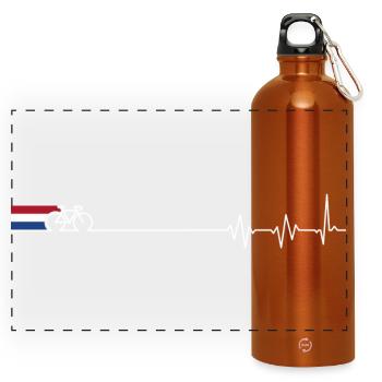 Dutch Bicycle Heartbeat - Panoramic Drinks Bottle with Carabiner 750 ml - burnt orange - Front